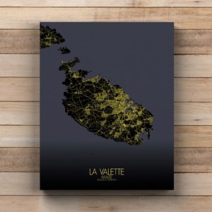 La valette sur toile city map nuit