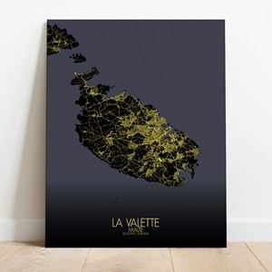 La valette sur toile city map nuit