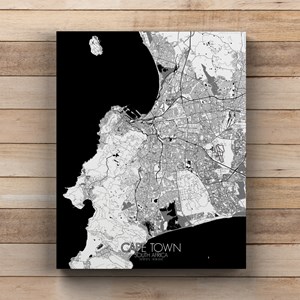 Le cap sur toile city map n&b