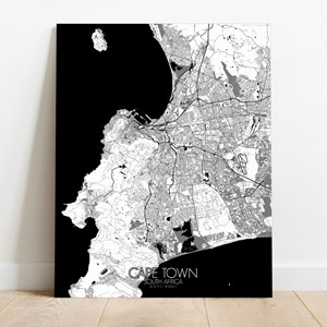 Le cap sur toile city map n&b