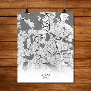 Rome carte ville city map n&b