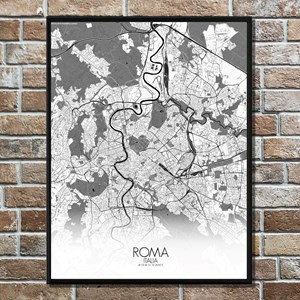Rome carte ville city map n&b