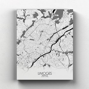 Limoges sur toile city map n&b