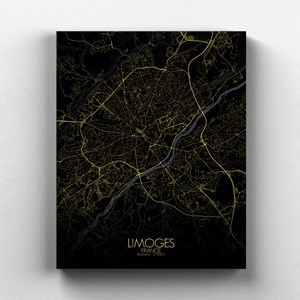 Limoges sur toile city map nuit