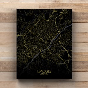 Limoges sur toile city map nuit