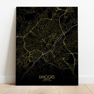 Limoges sur toile city map nuit