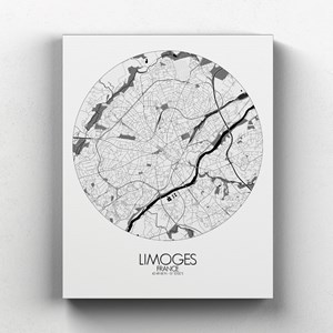 Limoges sur toile city map rond