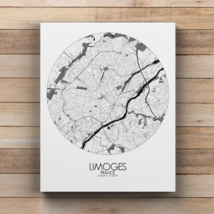 Limoges sur toile city map rond