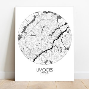 Limoges sur toile city map rond