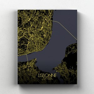 Lisbonne sur toile city map nuit