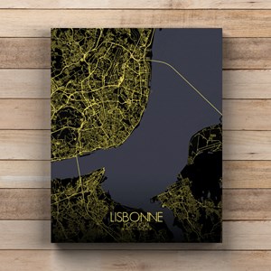 Lisbonne sur toile city map nuit
