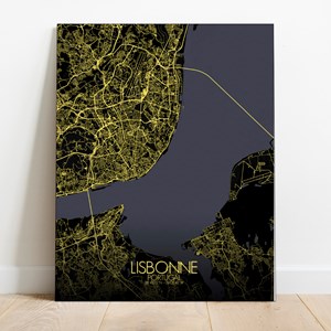 Lisbonne sur toile city map nuit