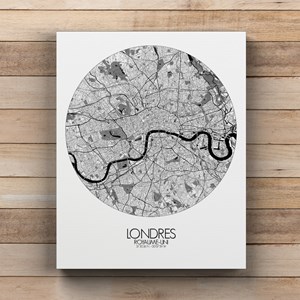 Londres sur toile city map rond