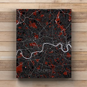 Londres sur toile city map rouge