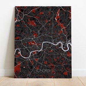 Londres sur toile city map rouge