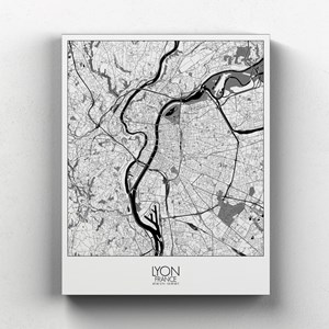 Lyon sur toile city map n&b
