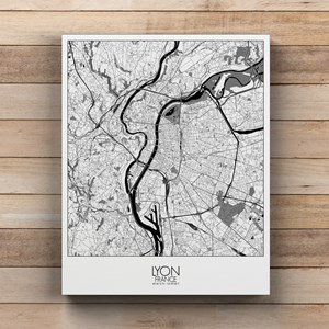Lyon sur toile city map n&b