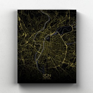 Lyon sur toile city map nuit