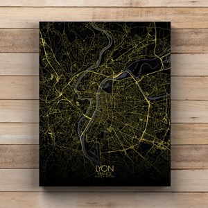 Lyon sur toile city map nuit