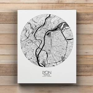 Lyon sur toile city map rond