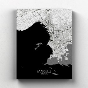 Marseille sur toile city map n&b
