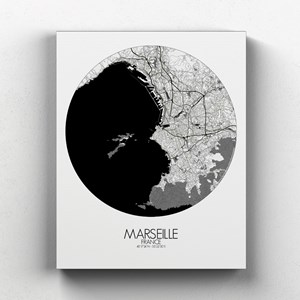 Marseille sur toile city map rond