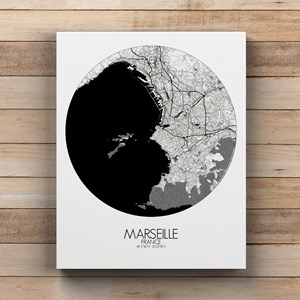 Marseille sur toile city map rond