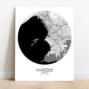 Marseille sur toile city map rond