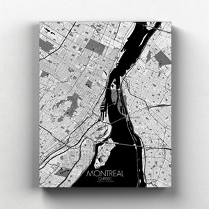 Montreal sur toile city map n&b