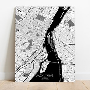 Montreal sur toile city map n&b