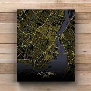 Montreal sur toile city map nuit