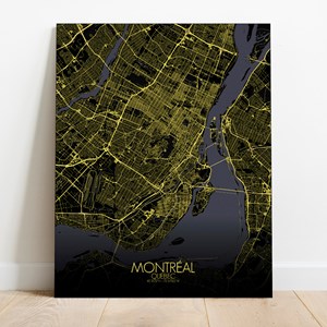Montreal sur toile city map nuit