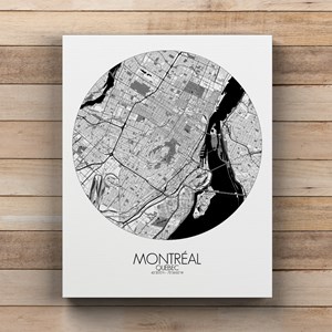 Montreal sur toile city map rond