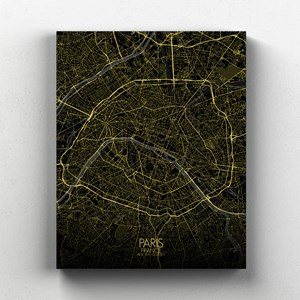 Paris sur toile city map nuit