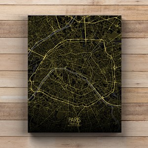 Paris sur toile city map nuit
