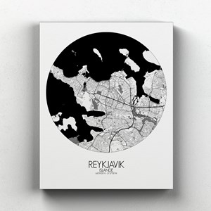 Reykjavik sur toile city map rond