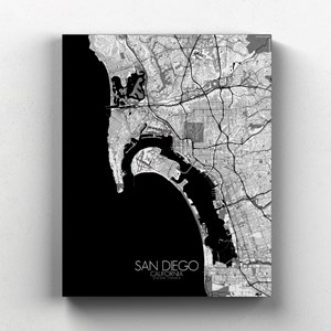 San diego sur toile city map n&b