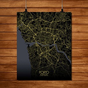 Porto carte ville city map nuit