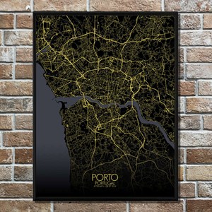 Porto carte ville city map nuit