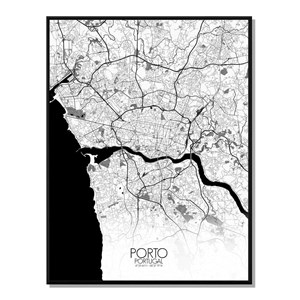 Porto carte ville city map n&b