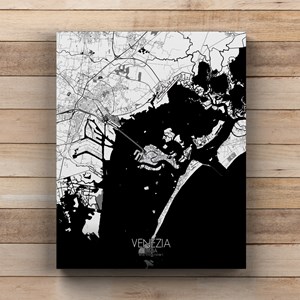Venise sur toile city map n&b
