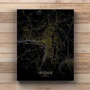 Vientiane sur toile city map nuit