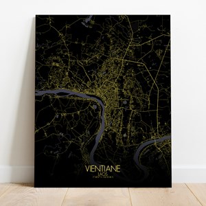 Vientiane sur toile city map nuit