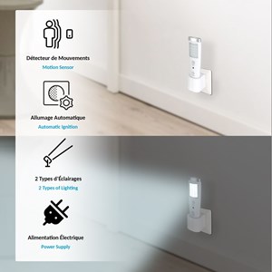 Lampe torche led rechargeable - détecteur de mouvement - 15 led - 2 modes