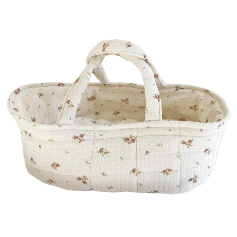 Couffin poupée 26cm bobble flowers rose