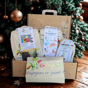 Coffret noël voyage & jeux : 4 jeux du monde + kit cambodge + 7 miam