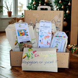 Coffret noël voyage & jeux : 4 jeux du monde + kit kenya + 7 miam
