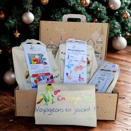 Coffret noël voyage & jeux : 4 jeux du monde + kit pérou + 7 miam