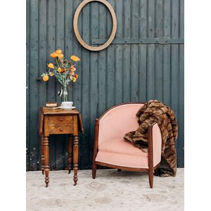 Ernest, le fauteuil rose en tissu n°581