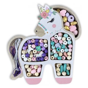 Coffret de perles en bois - licorne